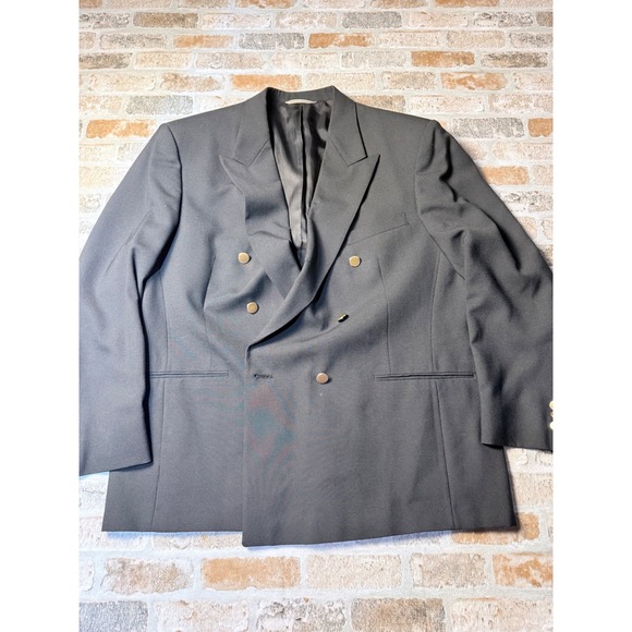 Henry Grethel Other - Henry Grethel Mens Double Breasted Blazer Black Gold Buttons Peak Lapel‎ Jacket